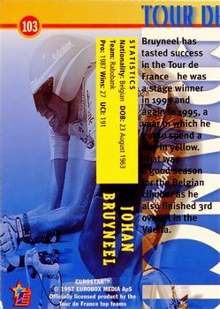 1997 Eurostar Tour de France #103 Johan Bruyneel Back